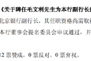 紫微算命北京银行：同意聘任毛文利为副行长